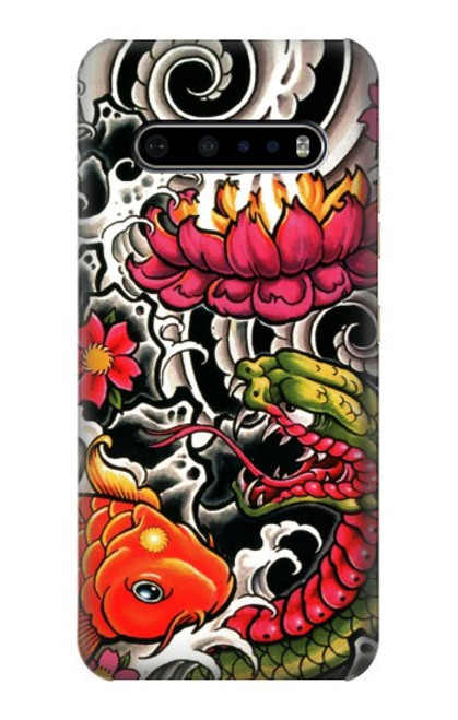 W0605 Yakuza tatouage Etui Coque Housse et Flip Housse Cuir pour LG V60 ThinQ 5G