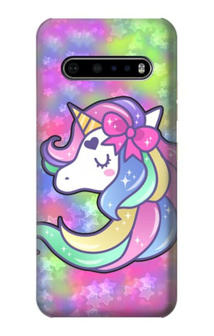 W3264 Pastel Licorne Etui Coque Housse et Flip Housse Cuir pour LG V60 ThinQ 5G