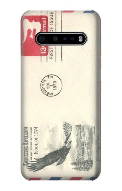 W3551 Art de l'millésimé de la poste enveloppe aérienne Etui Coque Housse et Flip Housse Cuir pour LG V60 ThinQ 5G