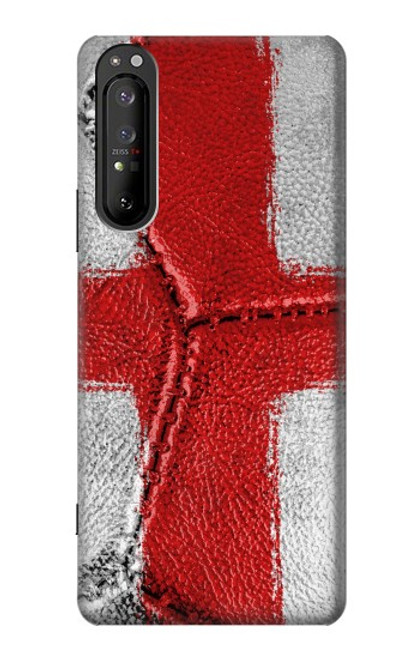 W3316 Angleterre Drapeau graphique Football Millésime Etui Coque Housse et Flip Housse Cuir pour Sony Xperia 1 II