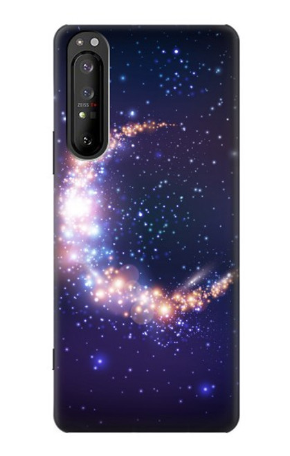 W3324 Croissant de lune Galaxie Etui Coque Housse et Flip Housse Cuir pour Sony Xperia 1 II