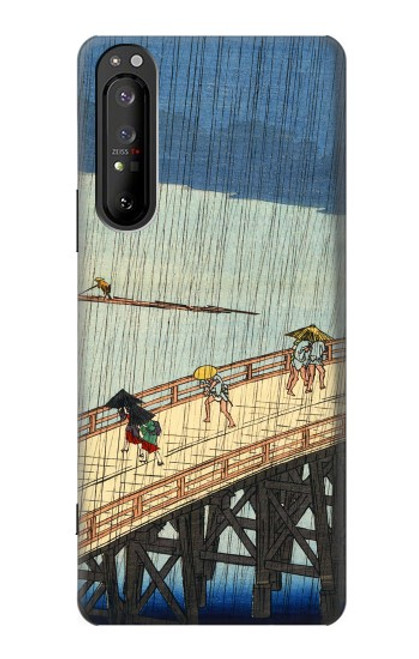 W3347 Utagawa Hiroshige douche soudaine Etui Coque Housse et Flip Housse Cuir pour Sony Xperia 1 II