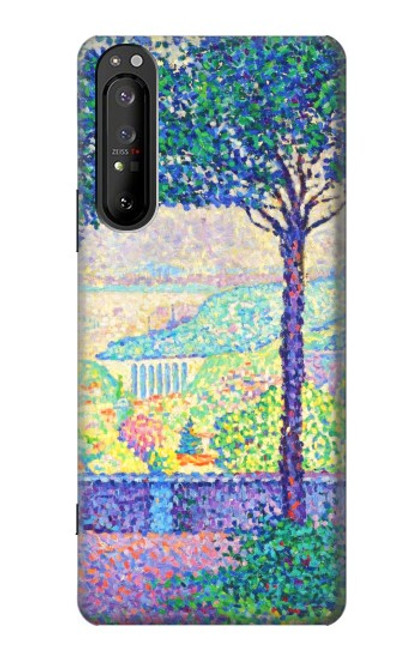 W3349 Paul Signac Terrasse de Meudon Etui Coque Housse et Flip Housse Cuir pour Sony Xperia 1 II