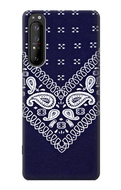 W3357 Marine Bleu Bandana Motif Etui Coque Housse et Flip Housse Cuir pour Sony Xperia 1 II