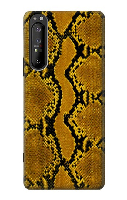 W3365 Python Imprimer Jaune graphique Peau Etui Coque Housse et Flip Housse Cuir pour Sony Xperia 1 II