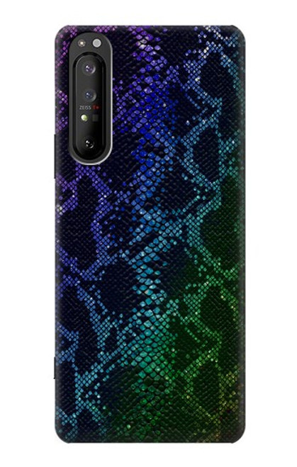 W3366 Arc en ciel Python graphique Imprimer Peau Etui Coque Housse et Flip Housse Cuir pour Sony Xperia 1 II