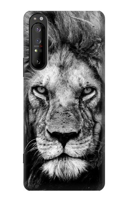 W3372 Lion Visage Etui Coque Housse et Flip Housse Cuir pour Sony Xperia 1 II