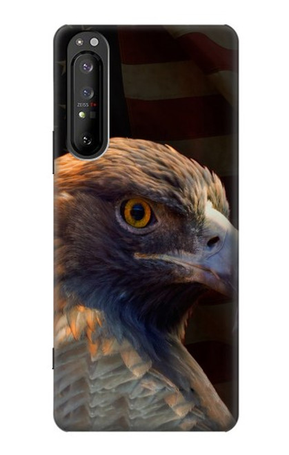 W3376 Aigle Drapeau américain Etui Coque Housse et Flip Housse Cuir pour Sony Xperia 1 II