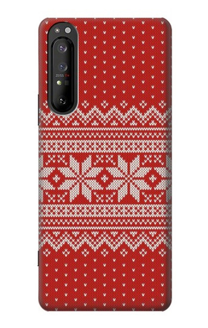 W3384 Motif d'hiver sans couture tricot Etui Coque Housse et Flip Housse Cuir pour Sony Xperia 1 II