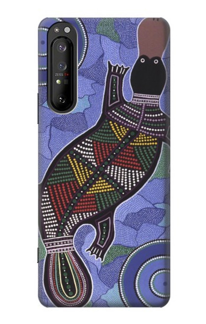 W3387 Platypus Art aborigène d'Australie Etui Coque Housse et Flip Housse Cuir pour Sony Xperia 1 II