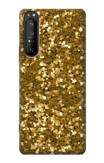 W3388 Imprimer or Glitter Graphic Etui Coque Housse et Flip Housse Cuir pour Sony Xperia 1 II