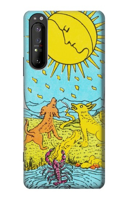 W3435 Carte de tarot Lune Etui Coque Housse et Flip Housse Cuir pour Sony Xperia 1 II