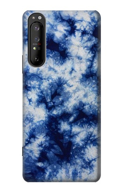 W3439 Tissu Indigo Tie Dye Etui Coque Housse et Flip Housse Cuir pour Sony Xperia 1 II