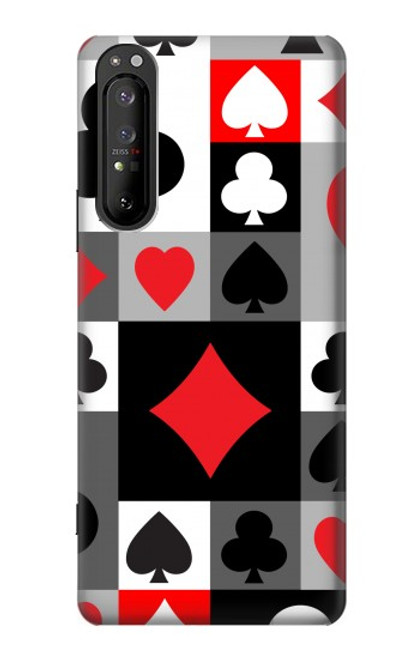 W3463 Costume Poker Carte Etui Coque Housse et Flip Housse Cuir pour Sony Xperia 1 II