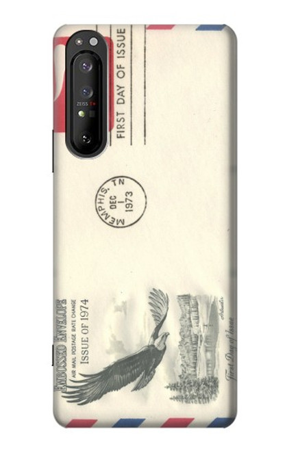 W3551 Art de l'millésimé de la poste enveloppe aérienne Etui Coque Housse et Flip Housse Cuir pour Sony Xperia 1 II