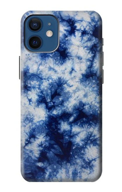 W3439 Tissu Indigo Tie Dye Etui Coque Housse et Flip Housse Cuir pour iPhone 12 mini