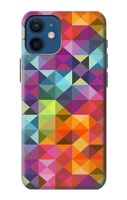 W3477 Motif abstrait de diamant Etui Coque Housse et Flip Housse Cuir pour iPhone 12 mini