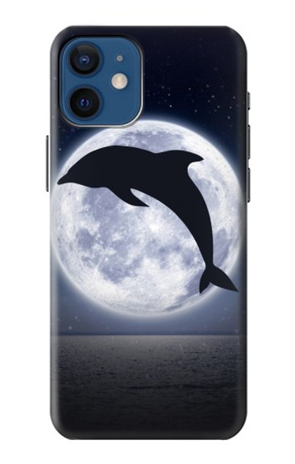 W3510 Dauphin Lune Nuit Etui Coque Housse et Flip Housse Cuir pour iPhone 12 mini