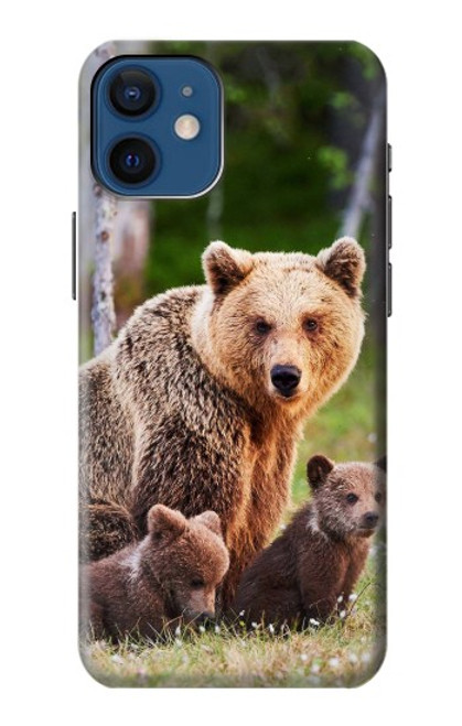 W3558 Famille d'ours Etui Coque Housse et Flip Housse Cuir pour iPhone 12 mini