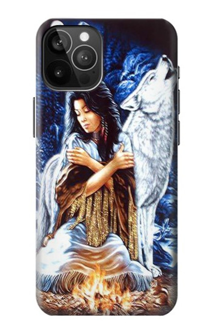 W0147 Loup Fille indienne Etui Coque Housse et Flip Housse Cuir pour iPhone 12 Pro Max