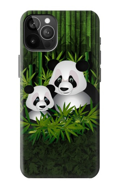 W2441 Forêt de Bambous de la famille Panda Etui Coque Housse et Flip Housse Cuir pour iPhone 12 Pro Max