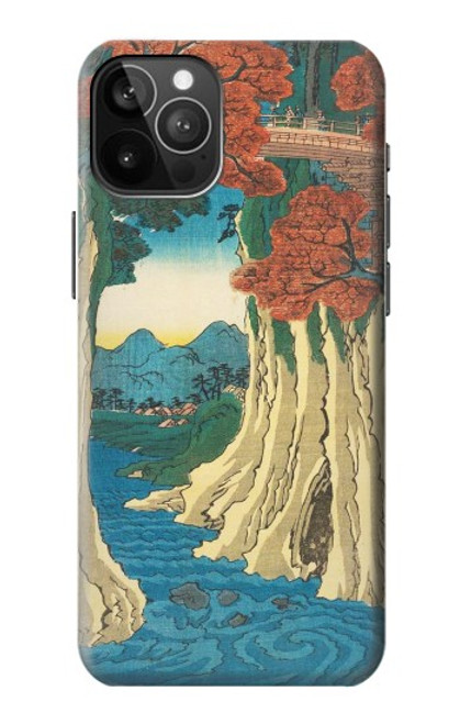 W3348 Utagawa Hiroshige Le singe Pont Etui Coque Housse et Flip Housse Cuir pour iPhone 12 Pro Max