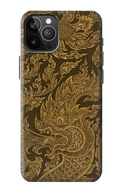 W3382 Art de la peinture thaïlandaise Naga Etui Coque Housse et Flip Housse Cuir pour iPhone 12 Pro Max