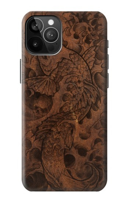 W3405 Graphique poisson Tatouage cuir Imprimer Etui Coque Housse et Flip Housse Cuir pour iPhone 12 Pro Max