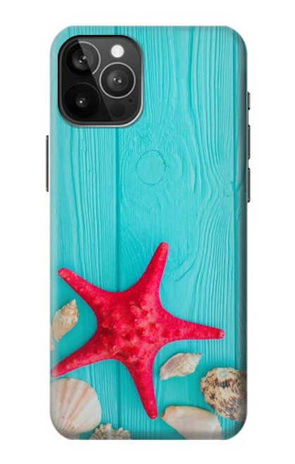 W3428 Aqua Bois Coquille d'étoile de mer Etui Coque Housse et Flip Housse Cuir pour iPhone 12 Pro Max