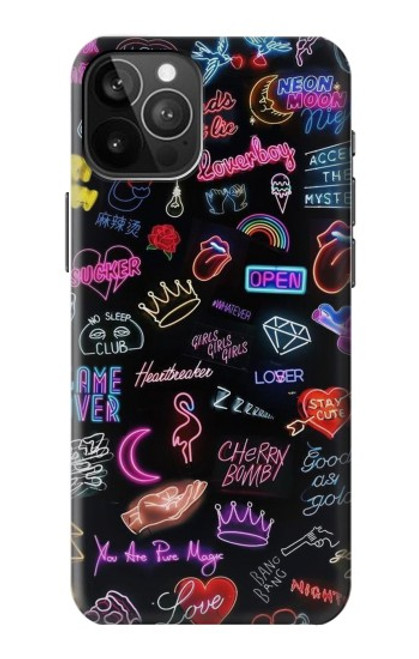 W3433 Néon graphique millésimé Etui Coque Housse et Flip Housse Cuir pour iPhone 12 Pro Max