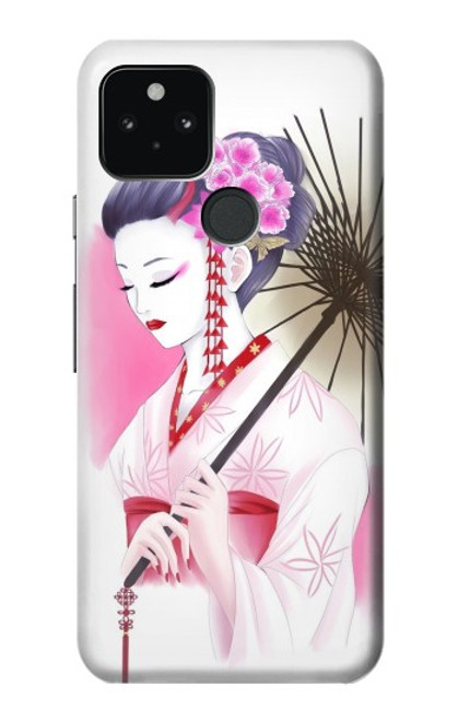 W2579 Traditionnelle japonaise Geisha Kimono Etui Coque Housse et Flip Housse Cuir pour Google Pixel 5