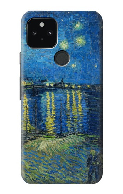 W3336 Van Gogh Nuit étoilée sur le Rhône Etui Coque Housse et Flip Housse Cuir pour Google Pixel 5