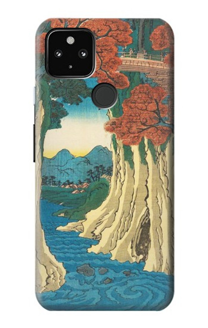 W3348 Utagawa Hiroshige Le singe Pont Etui Coque Housse et Flip Housse Cuir pour Google Pixel 4a 5G