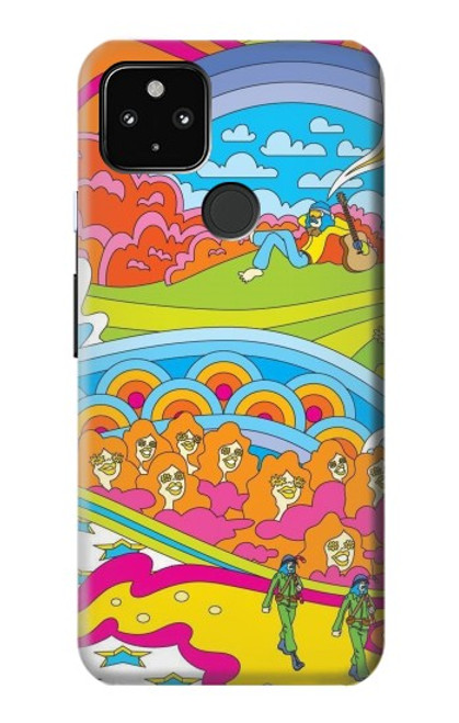 W3407 hippie Art Etui Coque Housse et Flip Housse Cuir pour Google Pixel 4a 5G