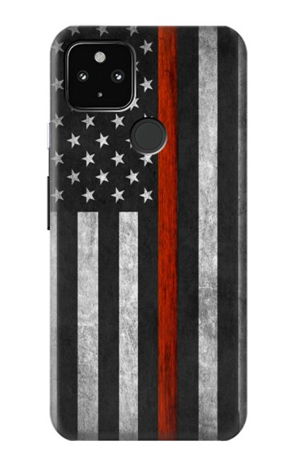 W3472 sapeur pompier Rouge mince ligne Drapeau Etui Coque Housse et Flip Housse Cuir pour Google Pixel 4a 5G