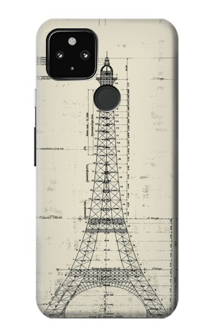 W3474 Dessin Architectural Eiffel Etui Coque Housse et Flip Housse Cuir pour Google Pixel 4a 5G