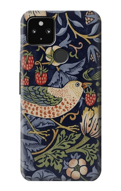 W3791 William Morris Strawberry Thief Fabric Etui Coque Housse et Flip Housse Cuir pour Google Pixel 4a 5G