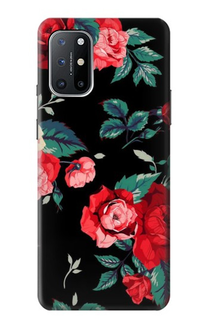 W3112 Motif floral Rose Noir Etui Coque Housse et Flip Housse Cuir pour OnePlus 8T