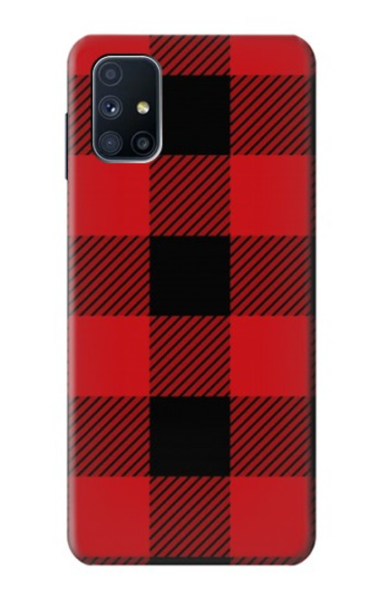 W2931 Rouge Buffle motif de vérification Etui Coque Housse et Flip Housse Cuir pour Samsung Galaxy M51