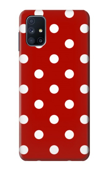 W2951 Rouge Pois Etui Coque Housse et Flip Housse Cuir pour Samsung Galaxy M51