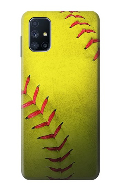 W3031 Softball balle jaune Etui Coque Housse et Flip Housse Cuir pour Samsung Galaxy M51