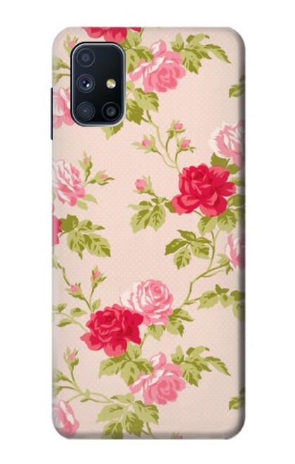 W3037 Jolie Flora Rose Cottage Etui Coque Housse et Flip Housse Cuir pour Samsung Galaxy M51