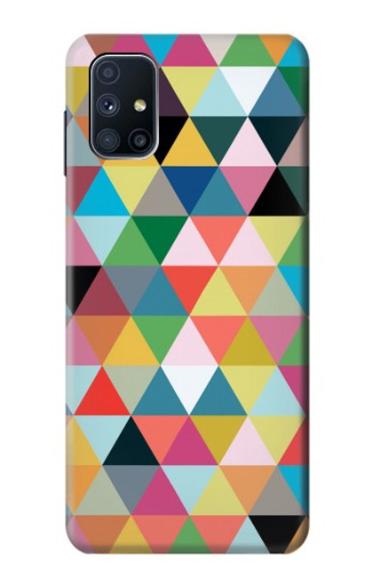 W3049 Triangles Couleurs vibrantes Etui Coque Housse et Flip Housse Cuir pour Samsung Galaxy M51