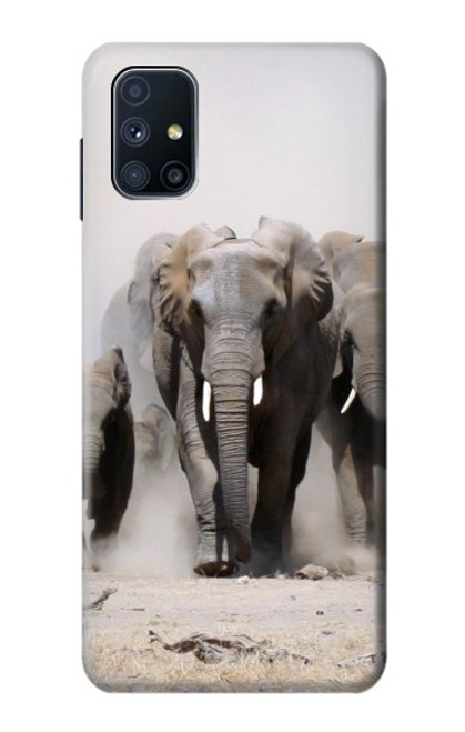 W3142 éléphant d'Afrique Etui Coque Housse et Flip Housse Cuir pour Samsung Galaxy M51