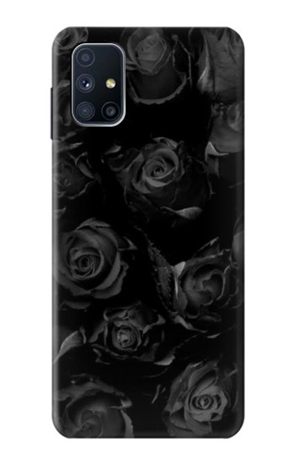 W3153 Noir Roses Etui Coque Housse et Flip Housse Cuir pour Samsung Galaxy M51