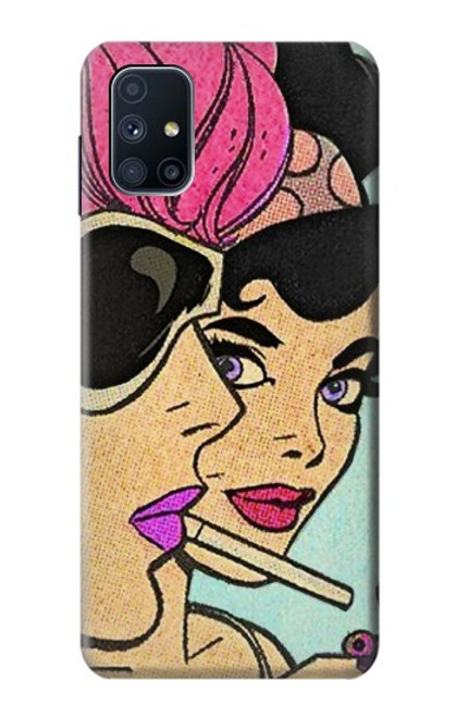 W3171 Filles Pop Art Etui Coque Housse et Flip Housse Cuir pour Samsung Galaxy M51