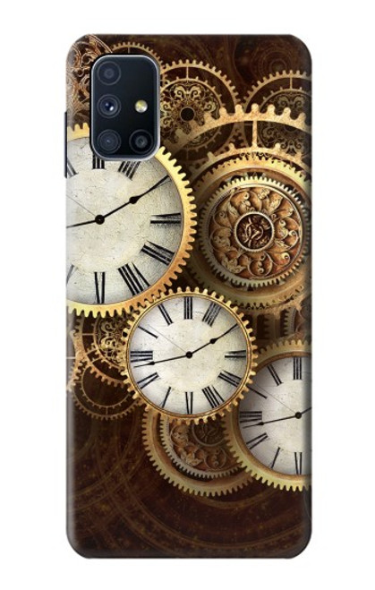 W3172 Horloge or Etui Coque Housse et Flip Housse Cuir pour Samsung Galaxy M51