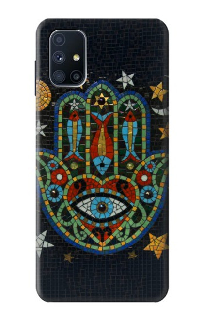 W3175 Hamsa Mosaïques main Etui Coque Housse et Flip Housse Cuir pour Samsung Galaxy M51