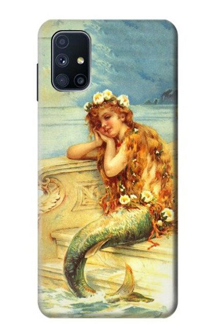 W3184 Peinture Petite Sirène Etui Coque Housse et Flip Housse Cuir pour Samsung Galaxy M51