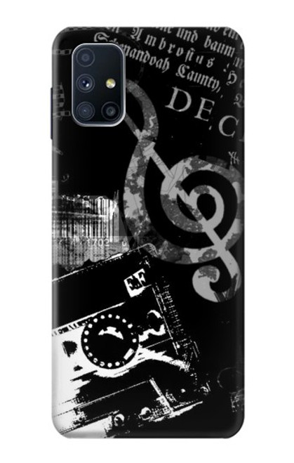 W3197 Musique Cassette note Etui Coque Housse et Flip Housse Cuir pour Samsung Galaxy M51